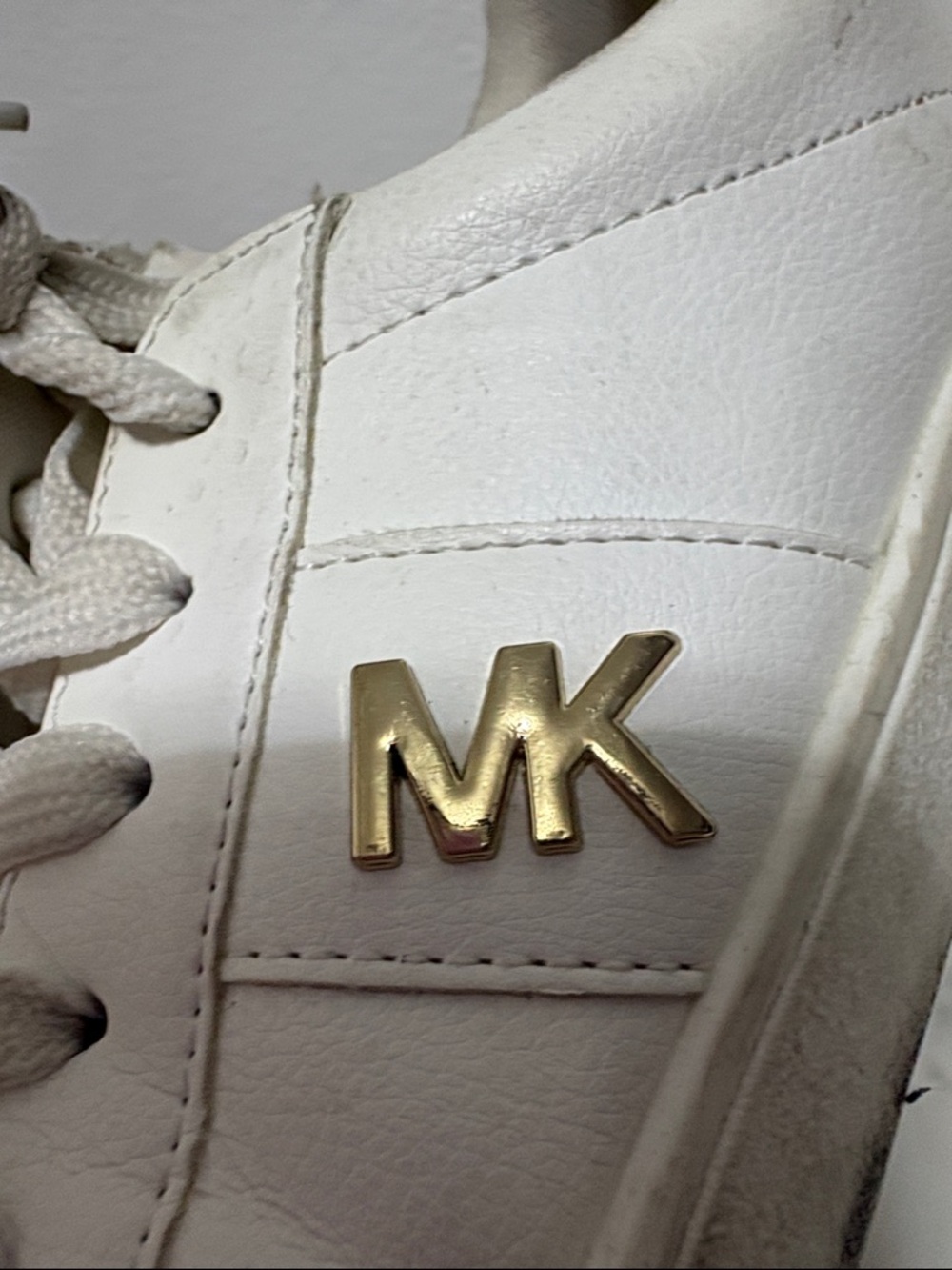 Michael Kors White & Taupe Kids Sneakers with Gold MK Accent - Picture 10 of 10
